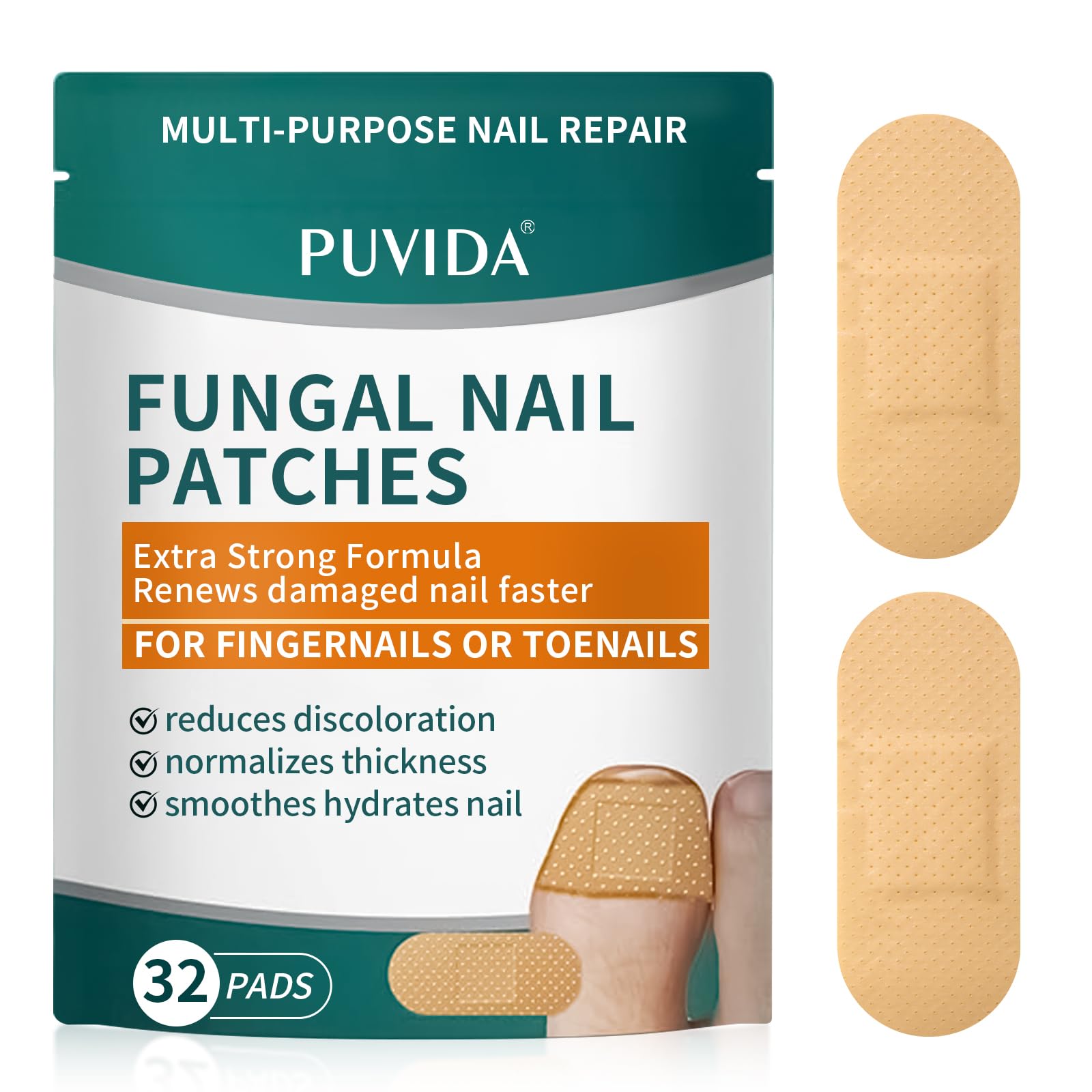 32 Pcs Fungal Nail Patches, Toenail Fungus Treatment Extra Strong Formula, Nail Repair for Damaged Nails, Overnight Renewal for Men and Women