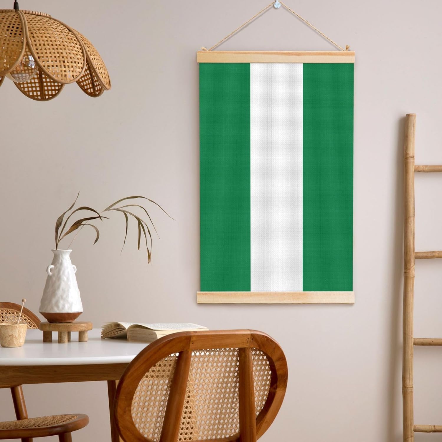 Flag Of Nigeria Print Poster Hanger,Hanging Poster, Poster Frame,Wood Poster Hanger, For Wall Hanging