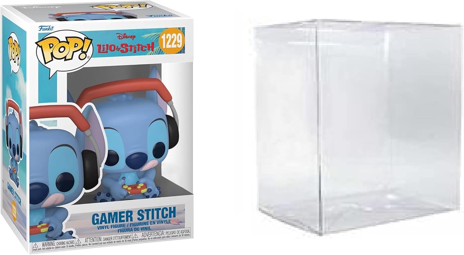 Funko Lilo and Stitch Gamer Stitch Exclusive 1229 Bundled with Pop Protector, Blue