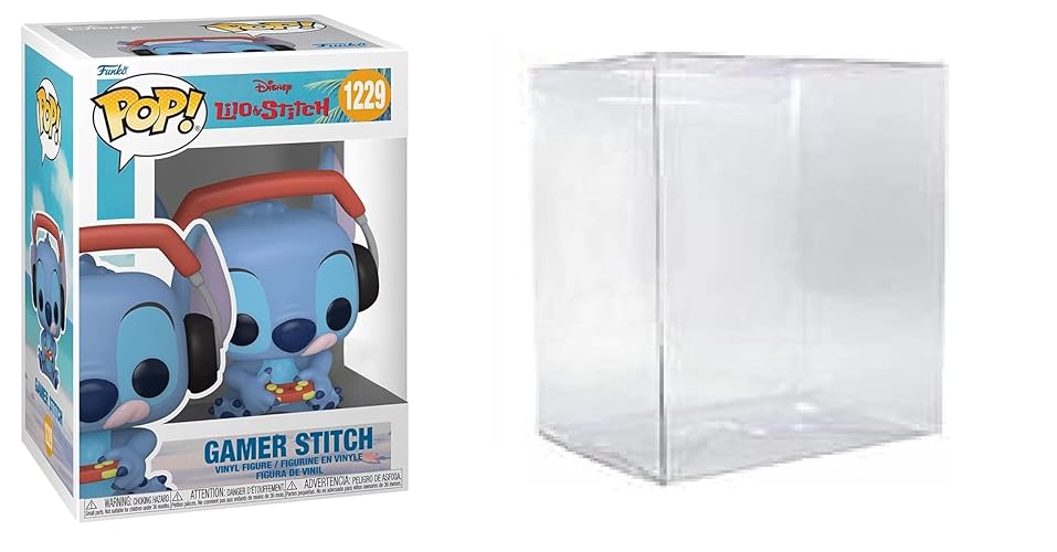 Funko Lilo and Stitch Gamer Stitch Exclusive 1229 Bundled with Pop Protector, Blue