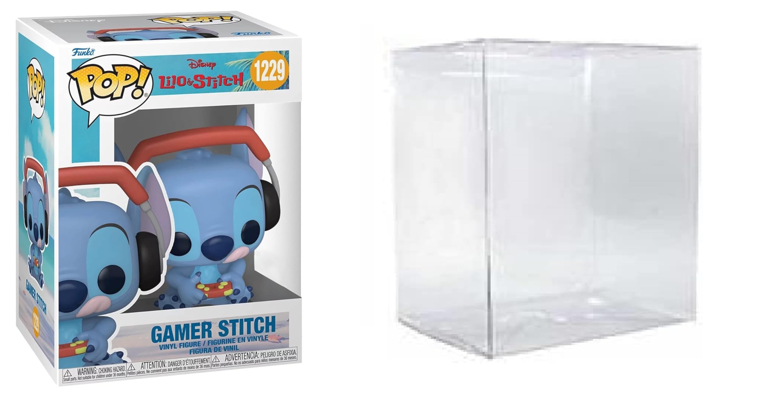 Funko Lilo and Stitch Gamer Stitch Exclusive 1229 Bundled with Pop Protector, Blue