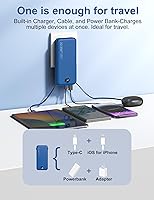 Vista 4 de Portable Charger Power Bank, 12000mAh 22.5W USB C Fast Charging with Built-in Cables & Wall Plug, 5-in-1 External Battery Pack with LED Display