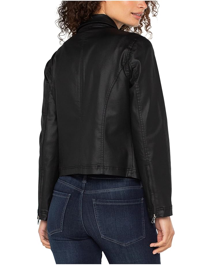 Liverpool Los Angeles 90's Zip Front Coated Black Denim Jacket - #2 of 3