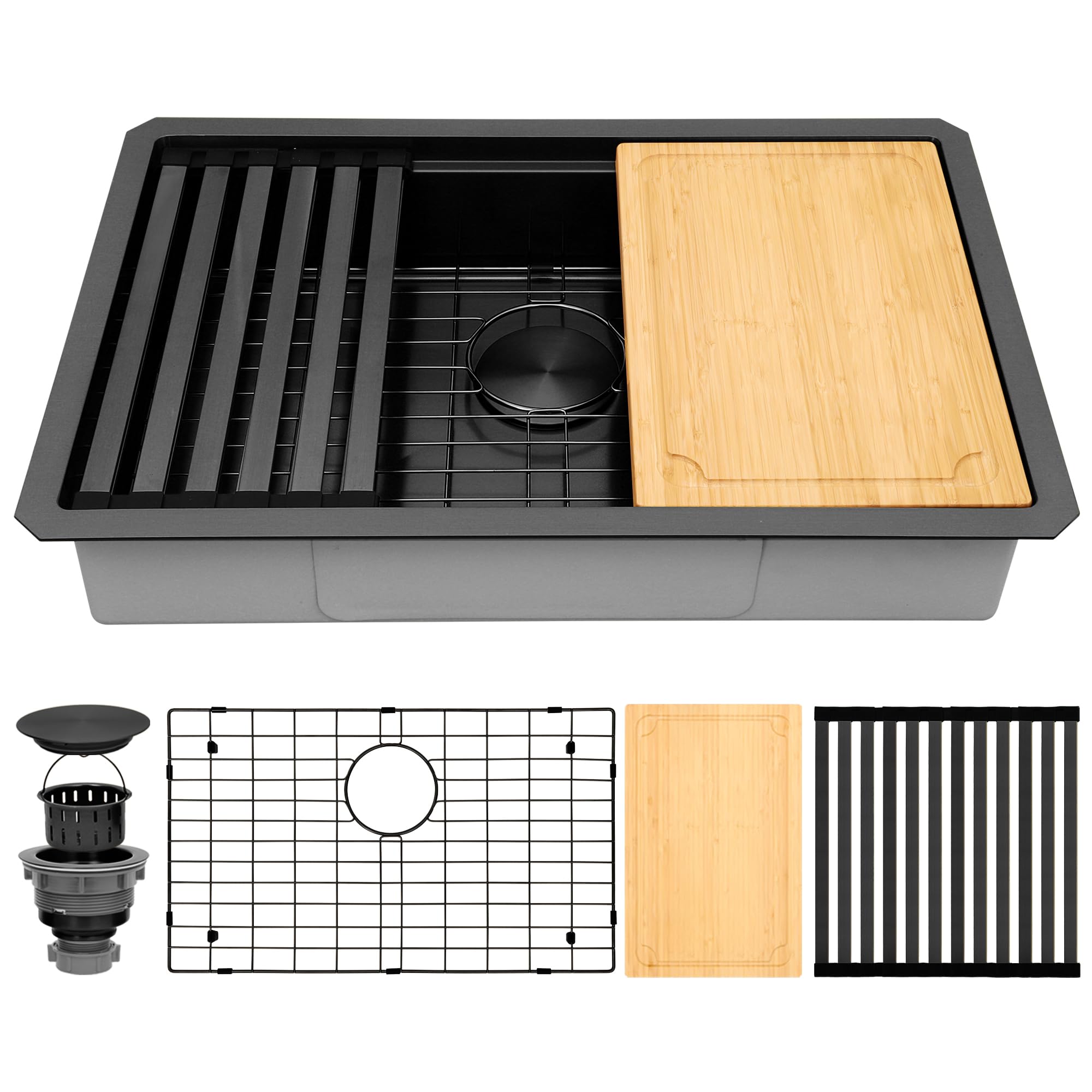 MONSINTA 27 Inch Black Undermount Sink