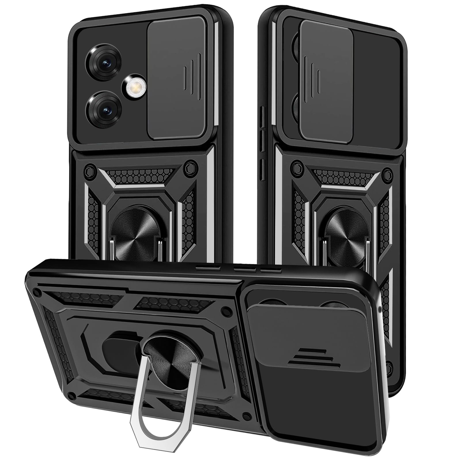 Yutwo Coque Pour Motorola Moto G84 5G - Protection De La Caméra, Support à Bague, Étui Antichoc - Noir