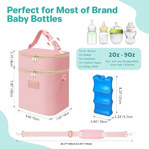 Miniatura 5 de PIIOSER Bolsa enfriadora de leche materna con bolsa de hielo para 6 biberones de hasta 9 onzas, bolsas aisladas para biberones, doble capa