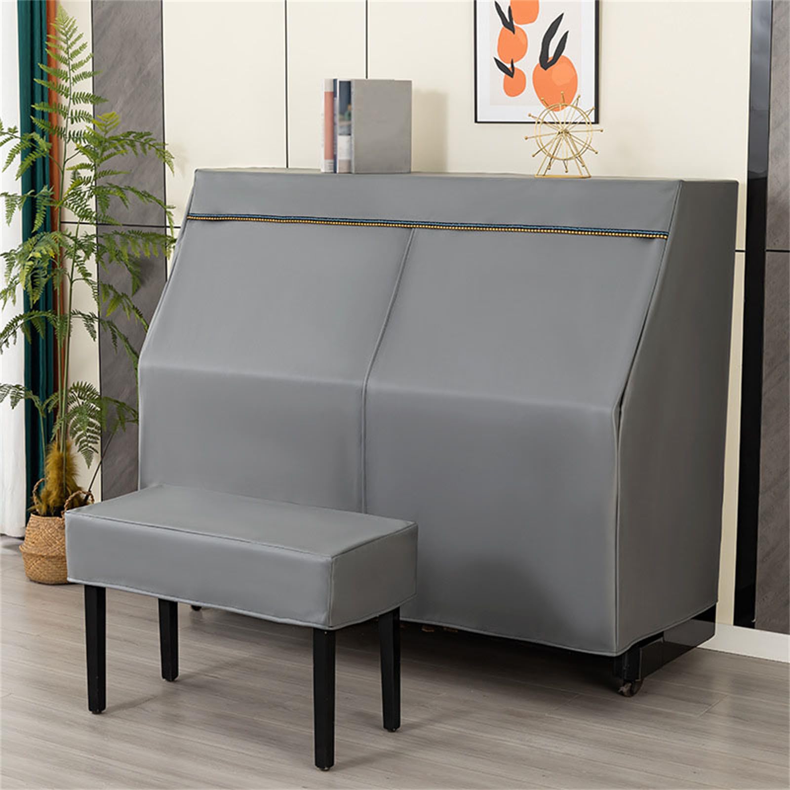 Upright Piano Cover Cloth With Stool Dustproof Waterproof Full Universal Protective Dust Black/d/double (b Single Stool)