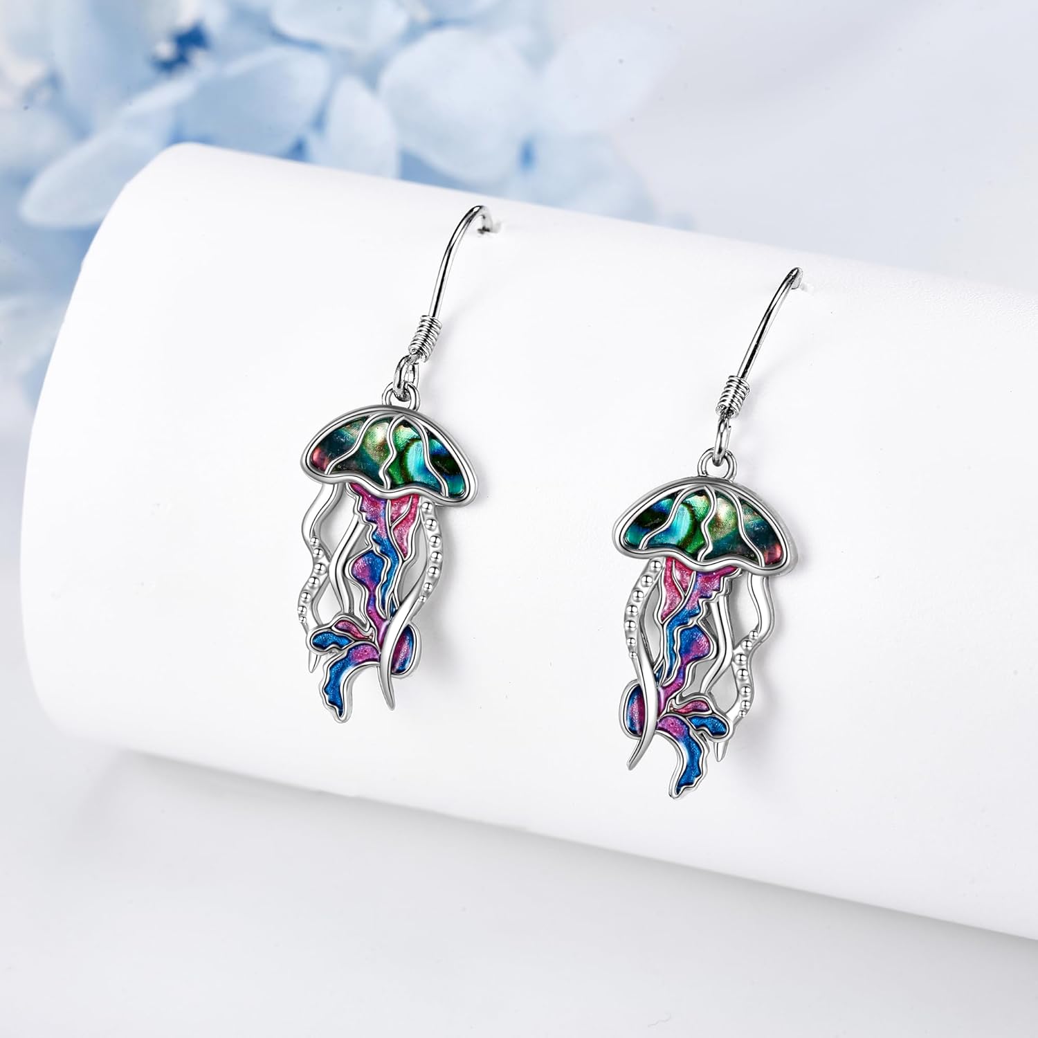 Ocean Earrings 925 Sterling Silver Jellyfish/Lobster/Seahorse Dangle Drop Earrings Abalone Shell Crawfish Sea Jewelry Mothers Gifts for Women Mom Grandma - Image 6