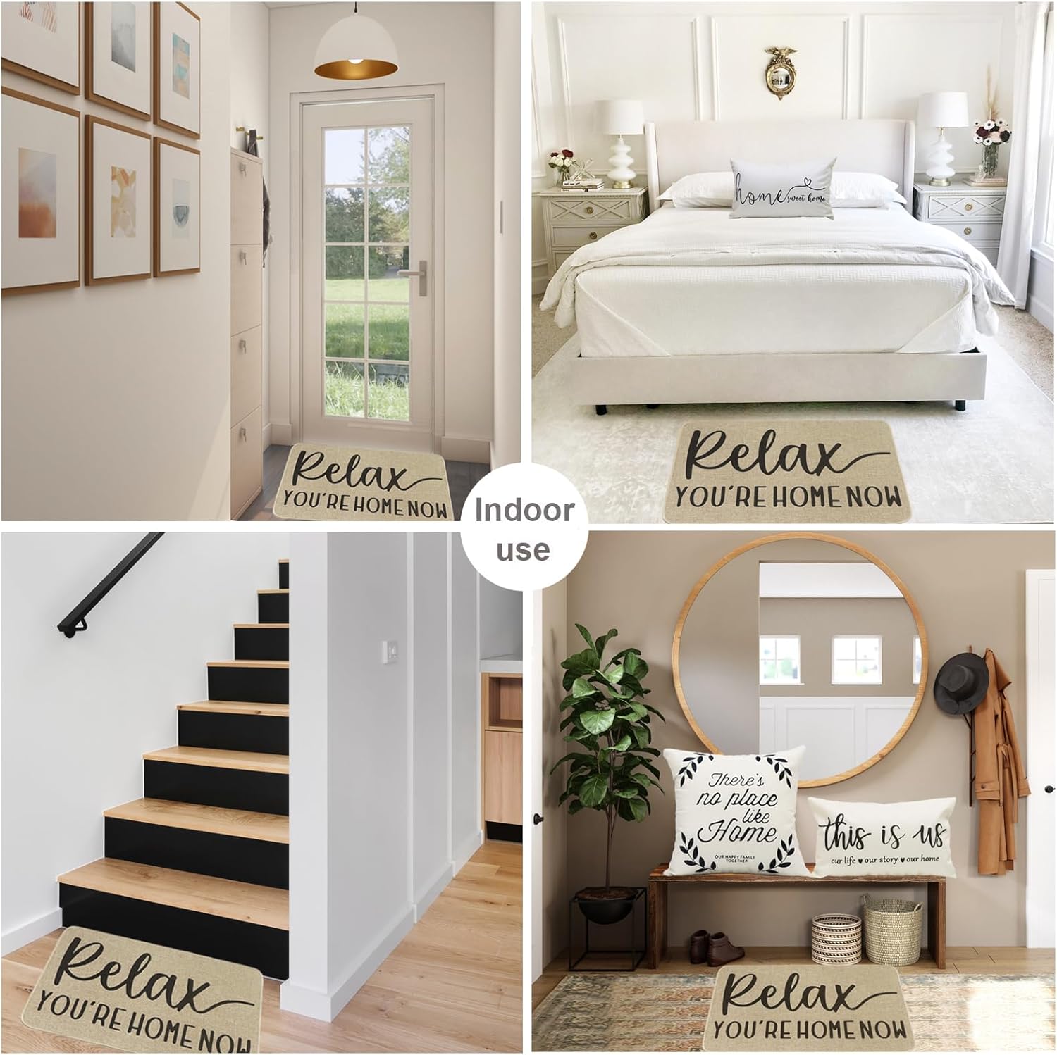 Welcome Mats for Front Door Relax You're Home Door Mat Rustic Quote Farmhouse Funny Doormat Home Floor Mats Non Slip Rubber Entrance Rug for Indoor Outdoor 17x28 inch