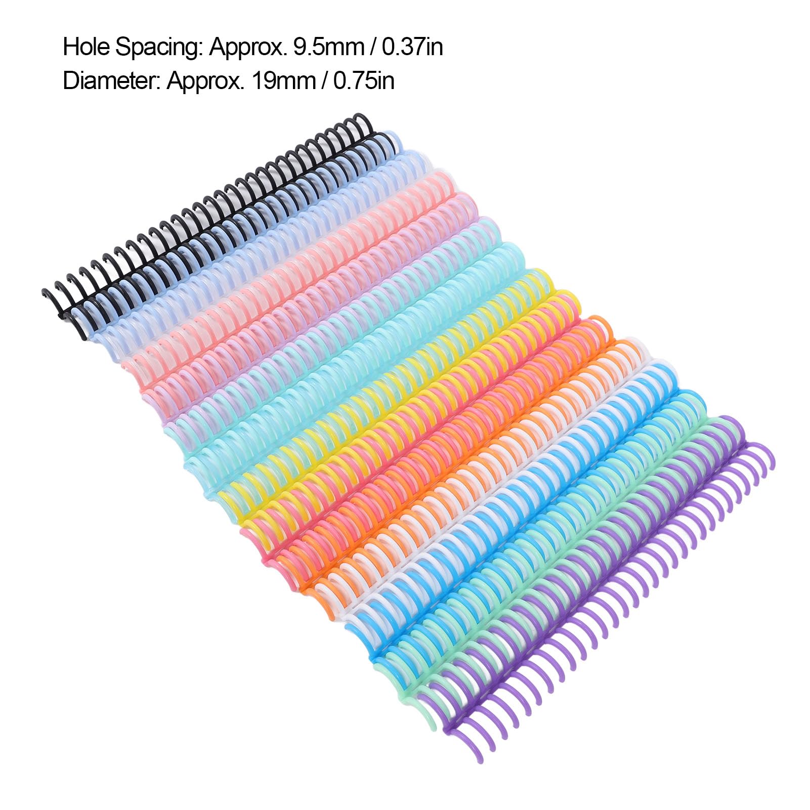 BORDSTRACT 14 pz. Dorso per rilegatura a pettine in 14 colori, capacità 150 fogli, 19 mm x 30 anelli, pettine per rilegatura in plastica PP, calendario per notebook