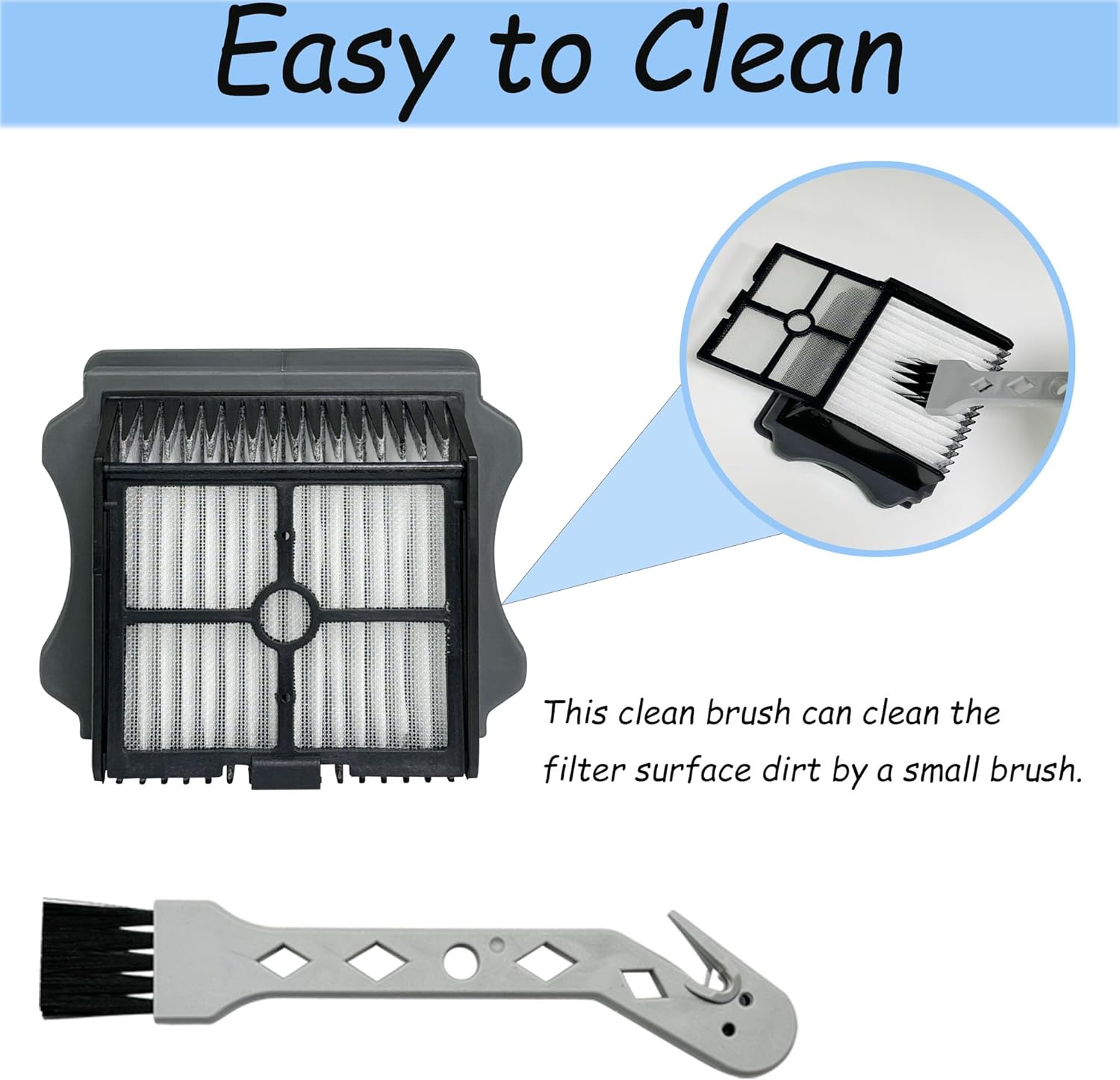 Brush Rollers and Filters Replacement Compatible with Tineco FLOOR ONE S5 Steam Cleaner Wet Dry Vacuum All-in-One, 2 Brush Rollers + 2 Vacuum Filters + 1 Cleaning Tool