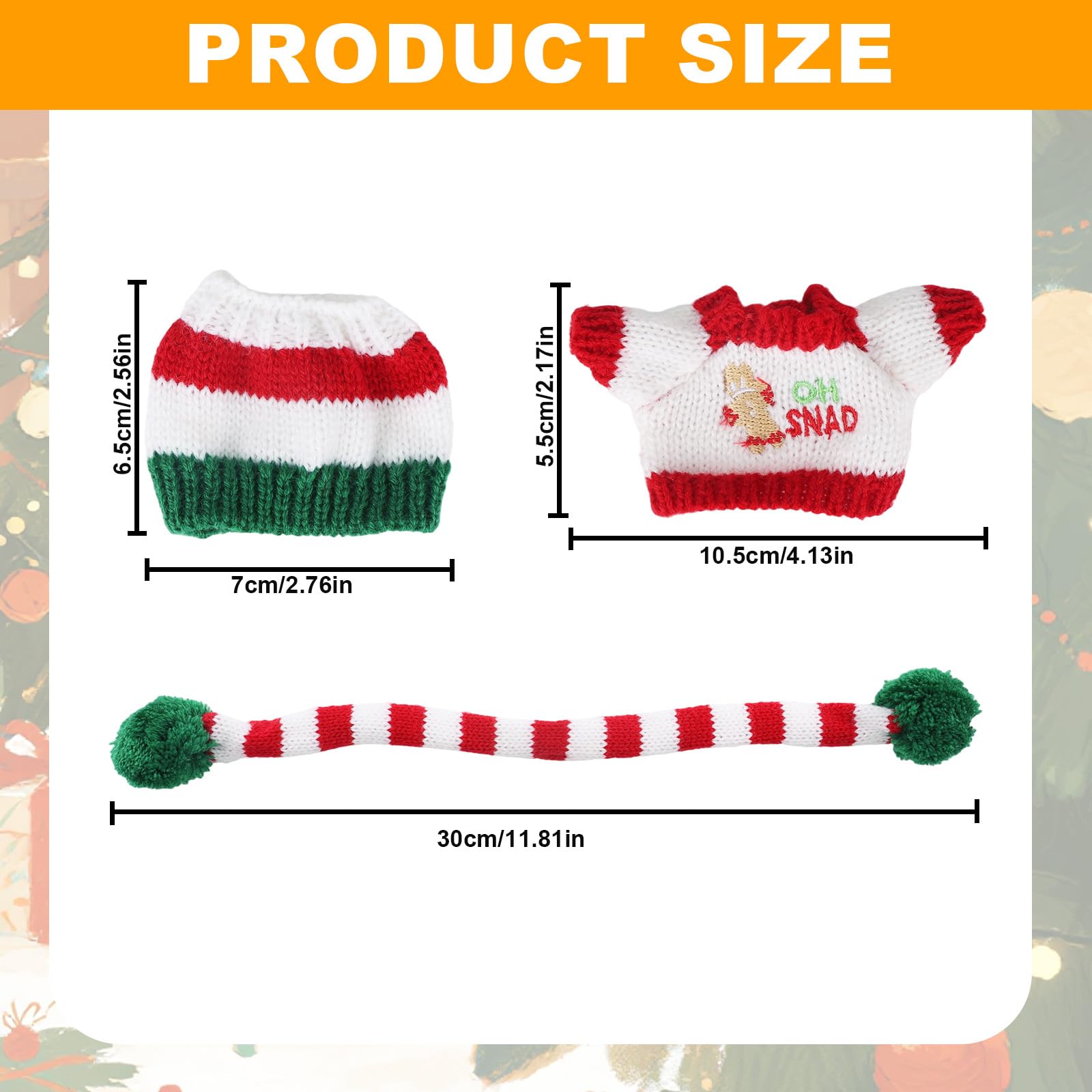 Penitue 17cm Plush Doll Clothes Clothing Set, 3-Piece Adorable Cute Green Red White Christmas Clothes with Mini Scarf & Hat - Image 2