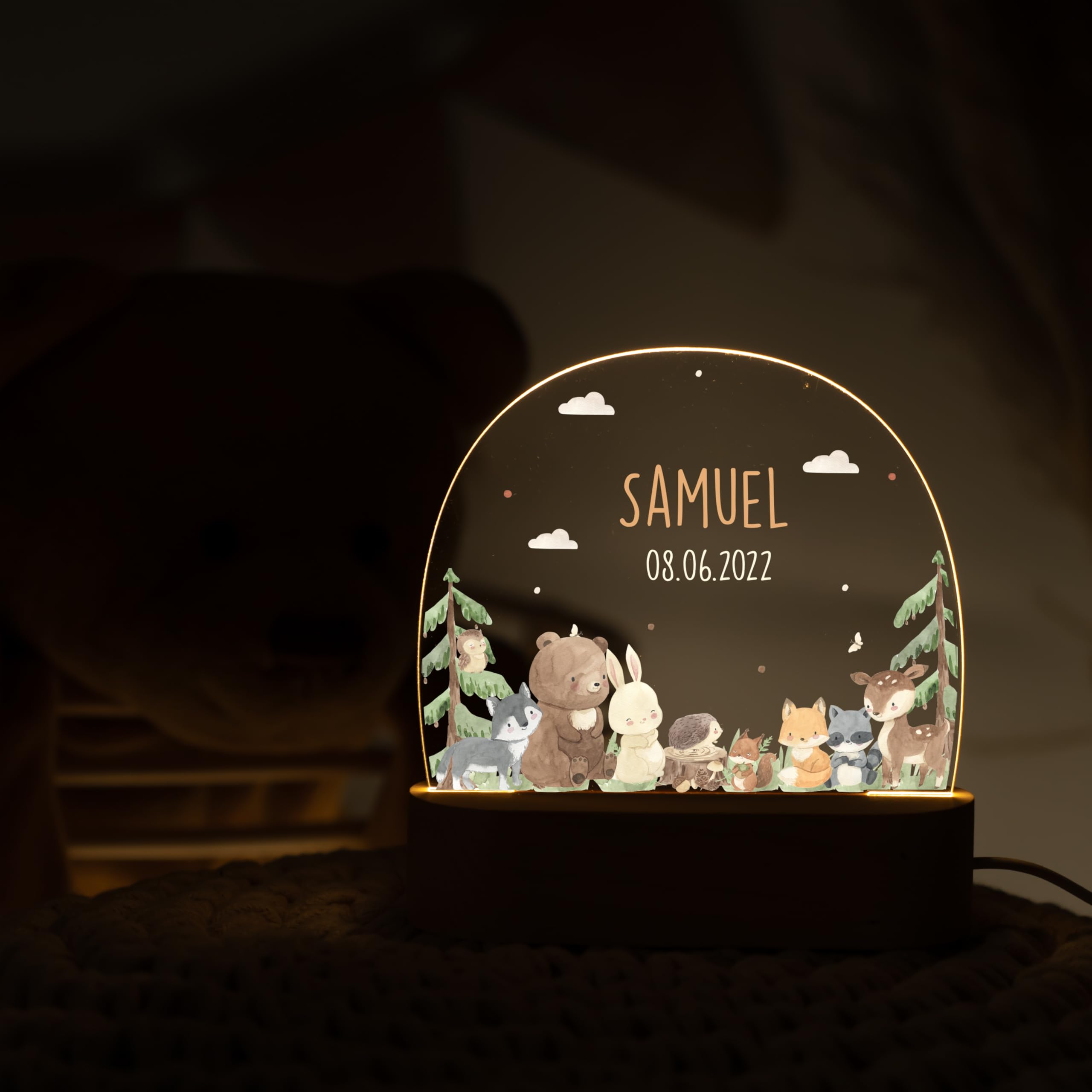 Kidsmood - Personalisierte Geschenke Baby – Babygeschenke zur Geburt Junge & Mädchen – Nachtlicht Kinder, Erinnerungsbox Baby, Poster als Dekoration für Kinderzimmer – Neugeborenen Geschenk mit Namen