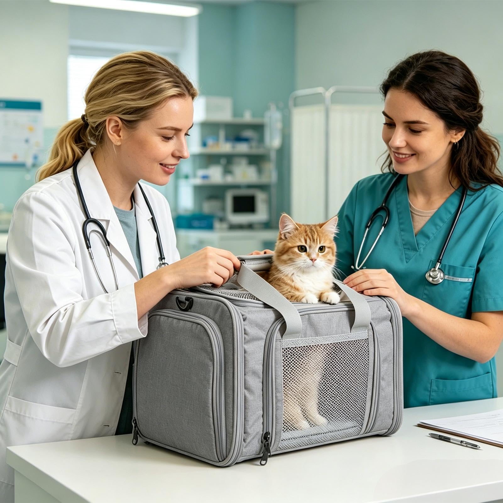 Transportín Suave Para Gatos Jaula blanda portátil aprobada por aerolíneas | Transportín para perros aprobado por aerolíneas Para Veterinario, Paseo, Aseo, Coche, Aeropuerto, Taxi, Transporte Diar