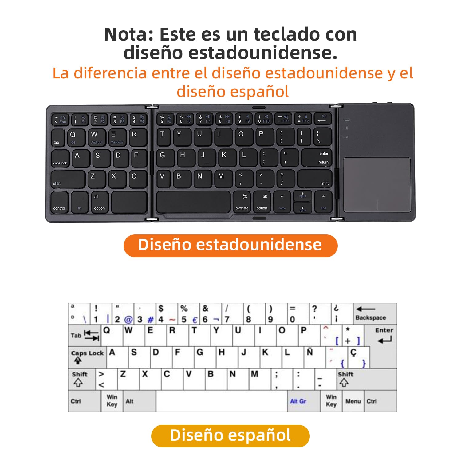 Mcbazel Teclado Bluetooth Plegable,Teclado Inalámbrico Portátil Ultra Delgado con Teclado Numérico, Compatible con Mac, iOS, Android, Windows
