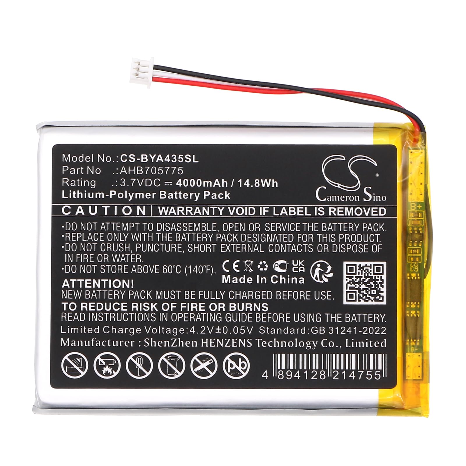 TECHTEK Batterie 4000mAh Compatible avec [Babymoov] A014426, A014433, A014435, Babyphone Yoo Go +. A014429, Babyphone Yoo Go+ HD, Yoo Master +, Yoo Master+, Go +, Mast FBA
