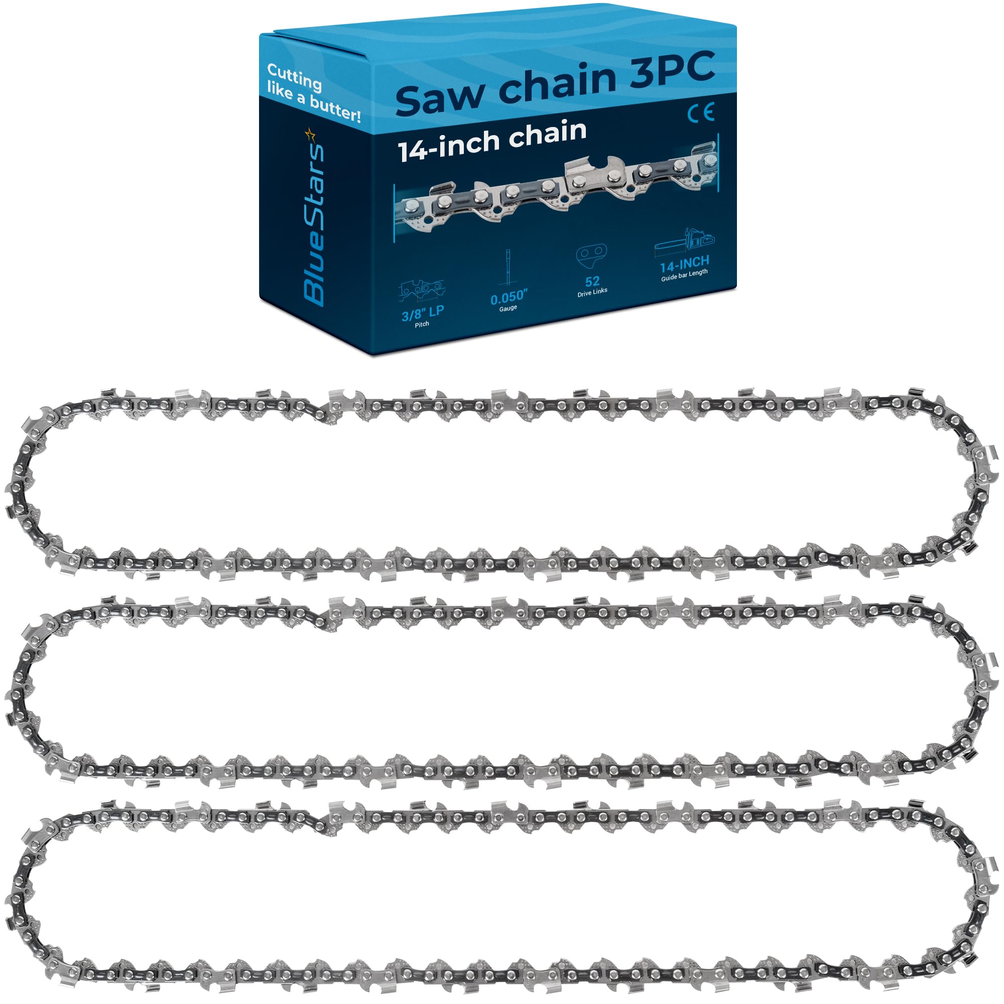BlueStars 14 inch Chainsaw Chain 3/8" LP Pitch 0.050" Gauge 52 Drive Links