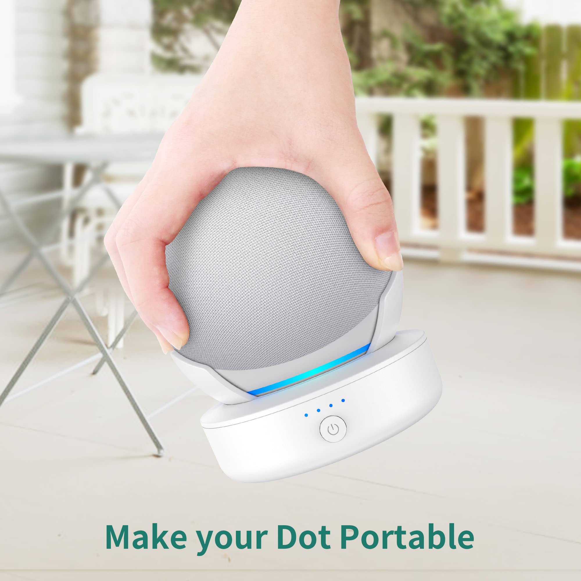 PlusAcc Batteria Portatile 10000 MAh Per Echo Dot 4a E 5a Generazione – Ricarica Wireless – 16 Ore Di Autonomia - 5