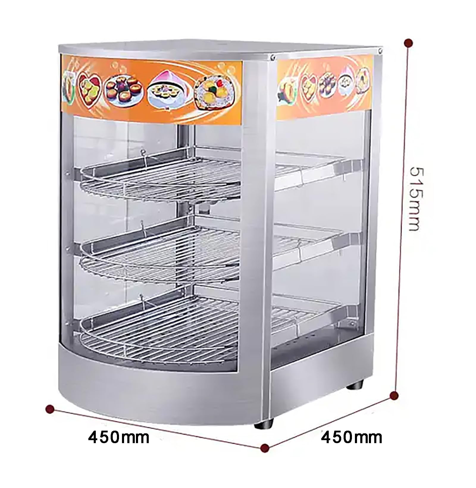 Réchauffeur de nourriture, chauffe-pizza à 3 niveaux, armoire isolée pour un chauffage uniforme, idéal pour les buffets et les dépanneurs