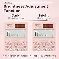 Vista 4 de OSALO Scientific Calculator 417 Function 2 Line Written Display 10+2 Digits Solar and Battery Calculators for Students Secondary School College Pink