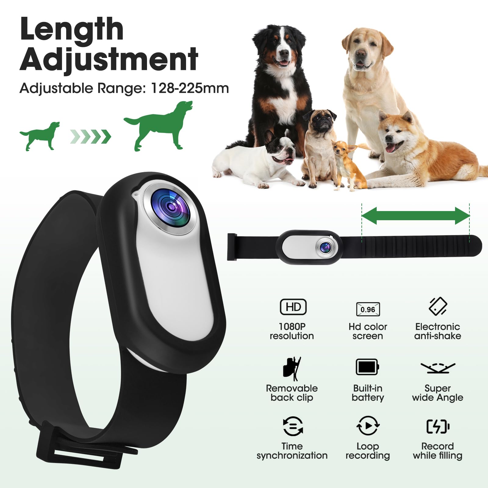 1080P HD - Collar para cámara de gatos, con gran angular de 170° y tarjeta SD de 32 GB, mini cámara de acción deportiva, cámara de gato para grabación de vídeo y fotos, cámara de animales para gatos
