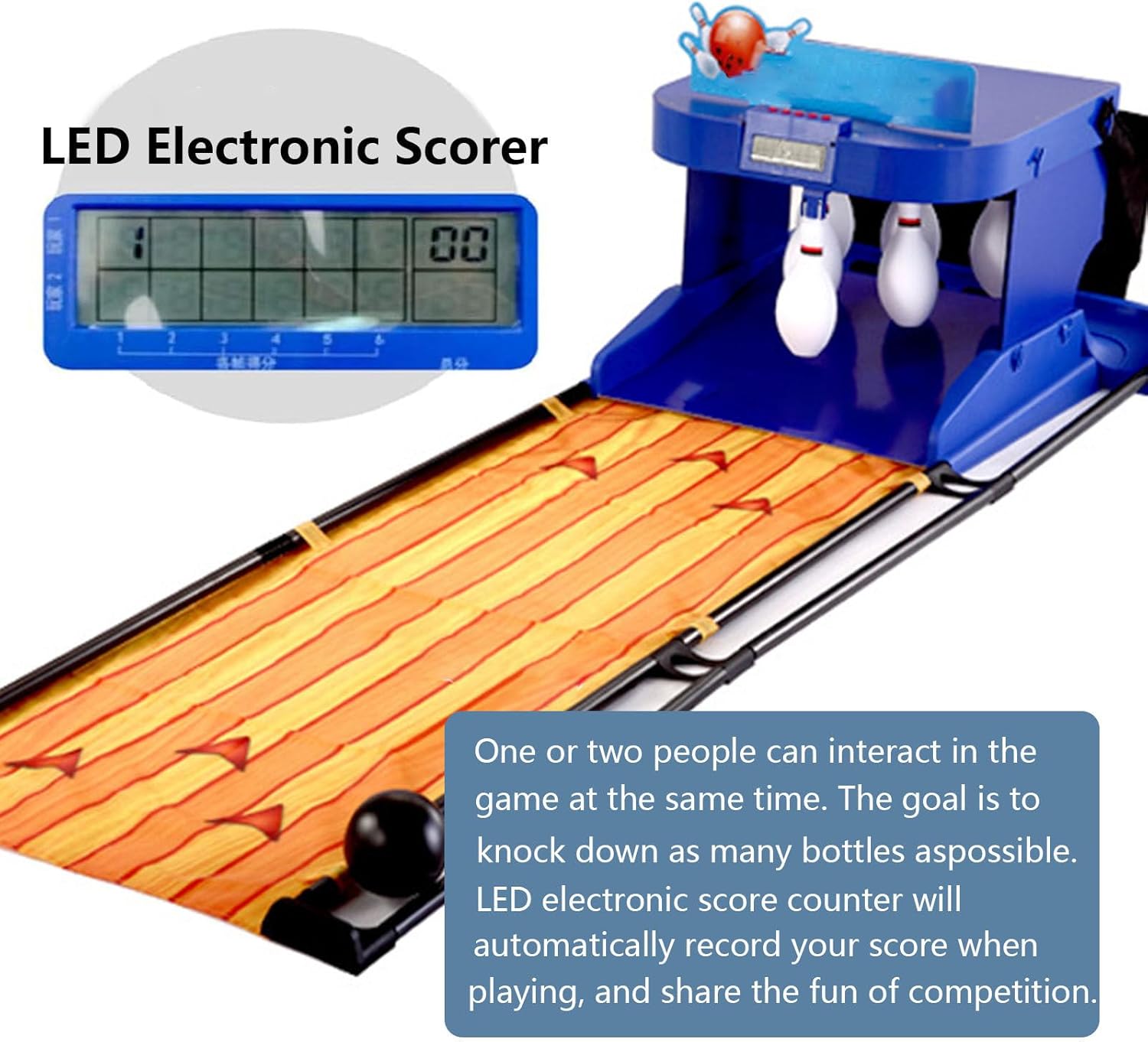 Electronic Bowling Game, Kids Bowling Set, with Led Scoreboard, Indoor Bowling Sports Game Console for Kids and Adults,3.5M,3.5m