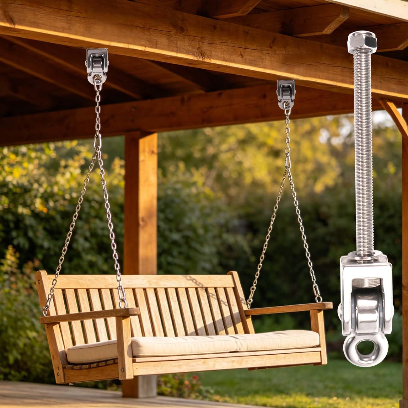 Paquete de 2 perchas de columpio resistentes con rodamientos, soportes de acero inoxidable 304, capacidad de 1500 libras para columpios de porche, sillas colgantes, sacos de boxeo, equipo de