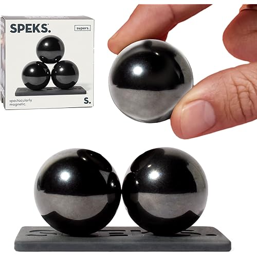 Speks Supers Magnetic Balls - Fidget Toy for Adults | Desk Toy for Office Decoration, Christmas Gift, Holiday Stocking Stuffer Present, Sensory Gadget for Stress Relief | Set of 3, Gunmetal