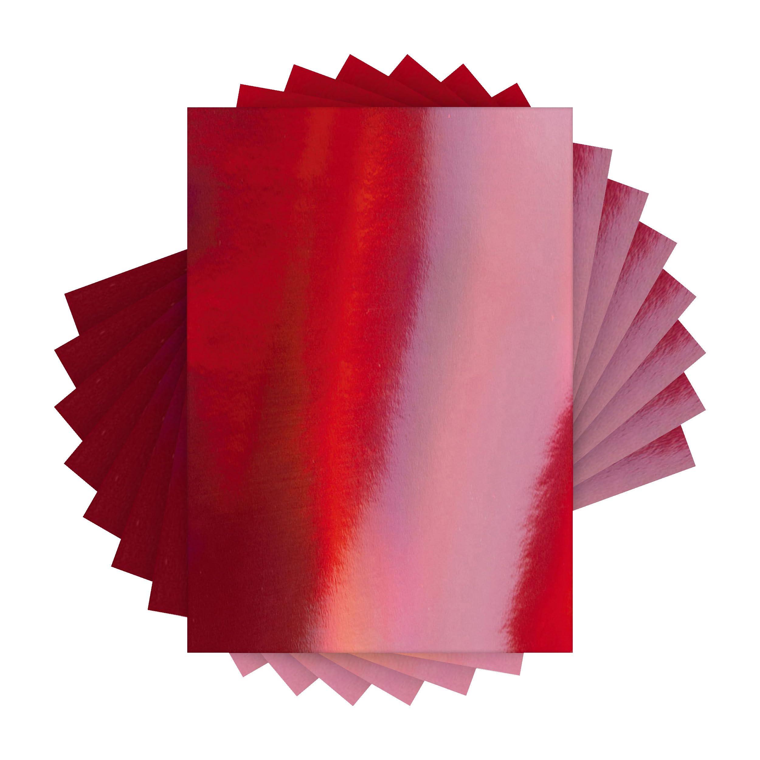Craft Perfect Iridescent Mirror Card - Fire Stone Red - A4 (40 Pack) - 250gsm Premium Single-Sided Holographic Cardstock for Die Cutting, Crafts, & Paper Projects