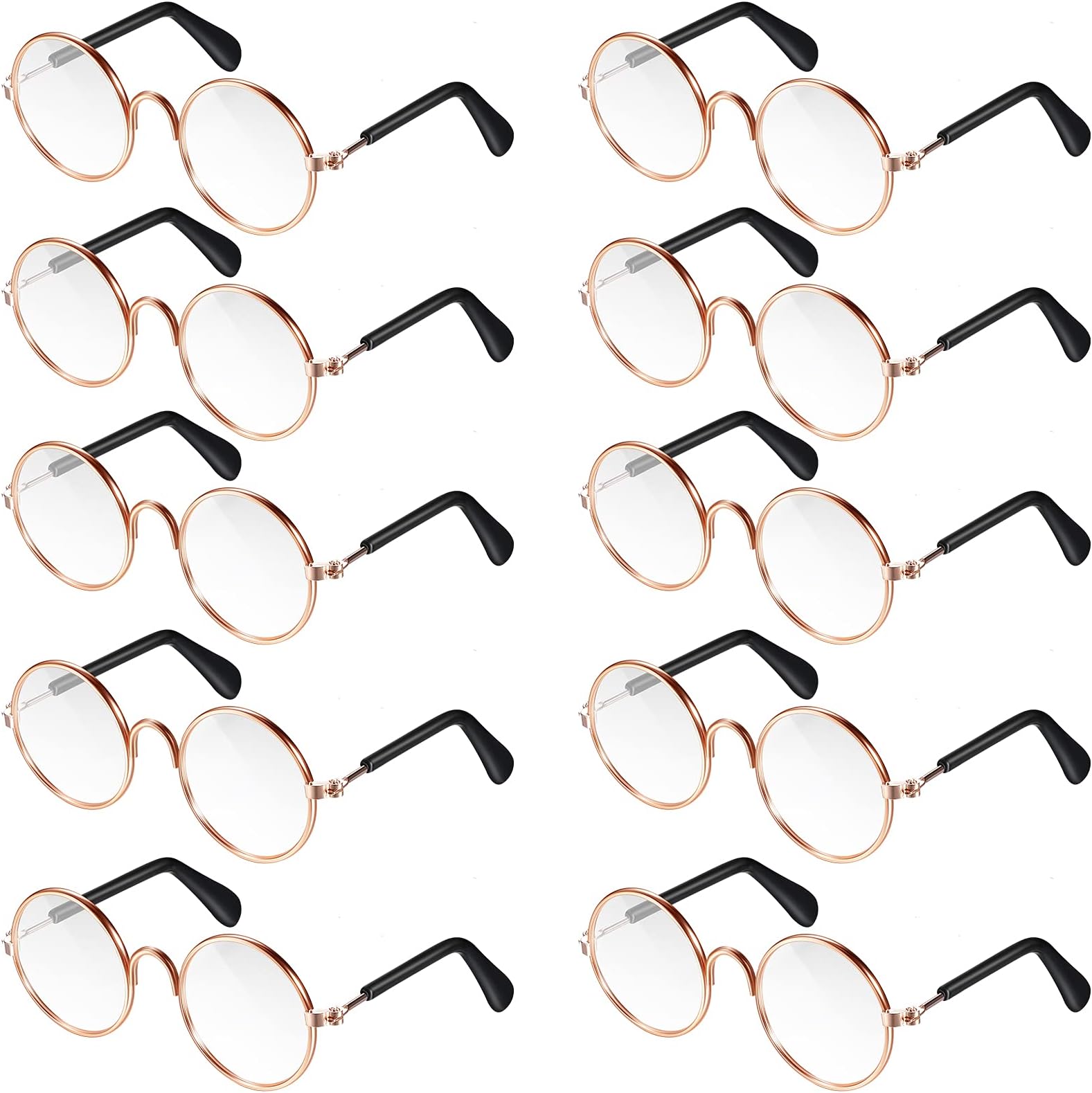 10 Piece Cat Dog Sunglasses Funny Pet Glasses Round Halloween Metal Cat Classic Retro Sunglasses Pet Hippie Cute Dog Cat Cosplay Party Costume Photo Props Halloween Cosplay Glasses (Transparent)