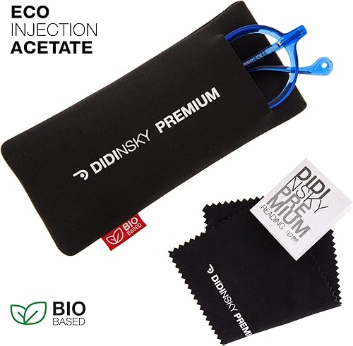 Miniatura 5 de DIDINSKY READING GLASSES Lectores unisex con bloqueo de luz azul. Marcos de acetato, patillas flexibles y lentes antirreflectantes - Klein +2.5 -