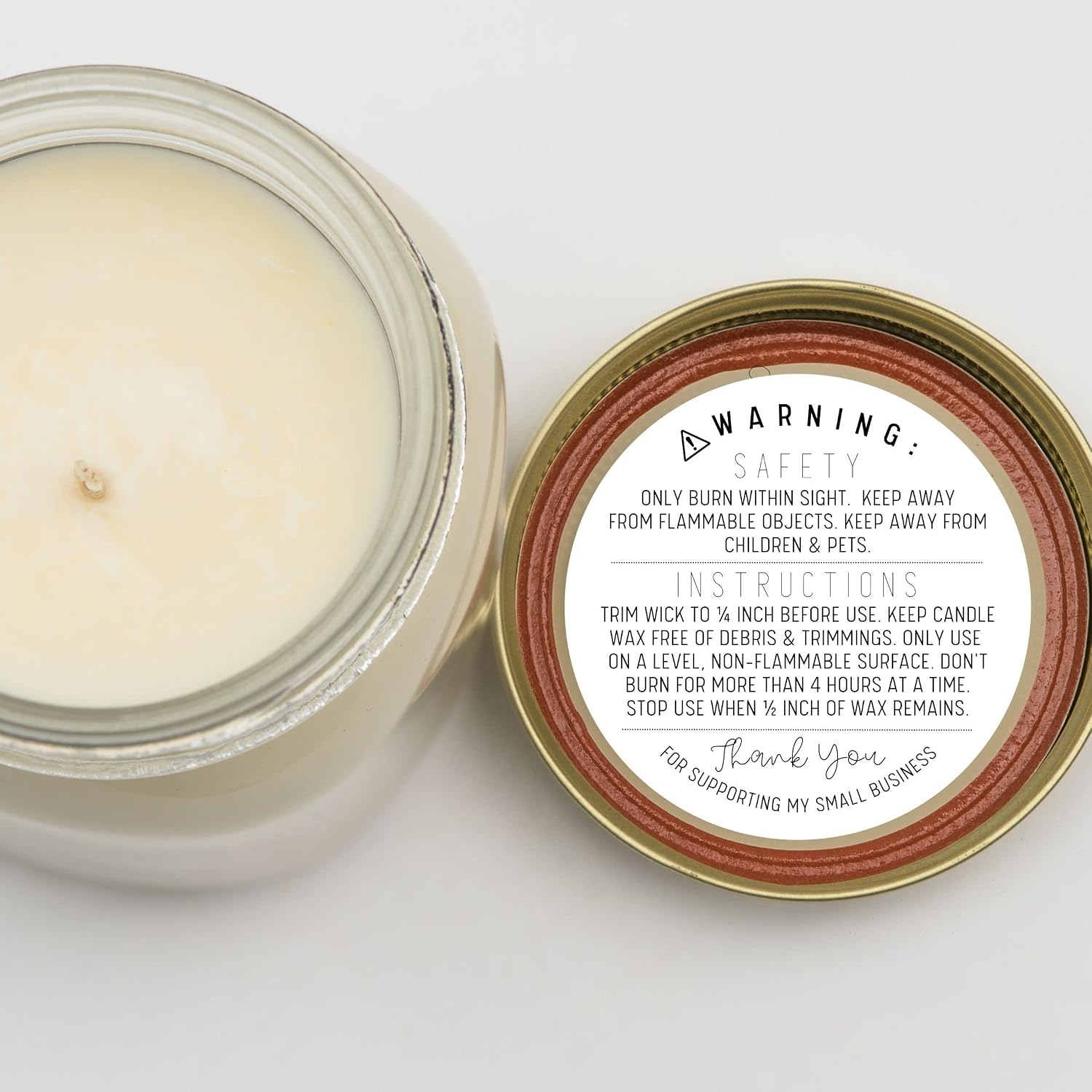 Candle Safety Stickers | 50 Pack | 2.5" Round | Candle Making Labels for Candle Jar