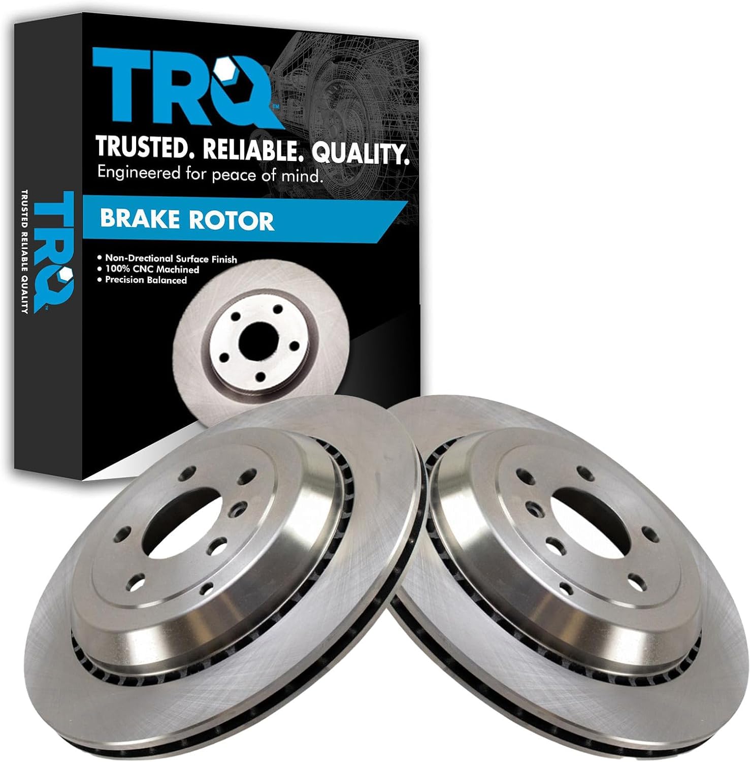 TRQ Rear Brake Rotors Set Vented Compatible with 2007-2009 Mercedes-Benz GL320 2010-2012 GL350 2007-2012 GL450 2008-2012 GL550 ML320 2008-2011 ML350 2006-2007 ML500 ML550 R320 2006-2012 R350 R500