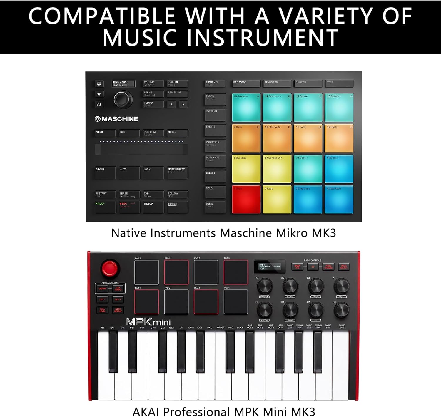 Premium Velvet Hardshell Travel Case Compatible with Native Instruments Maschine Mikro MK3 case Drum Controller Analog Device cover - Image 6