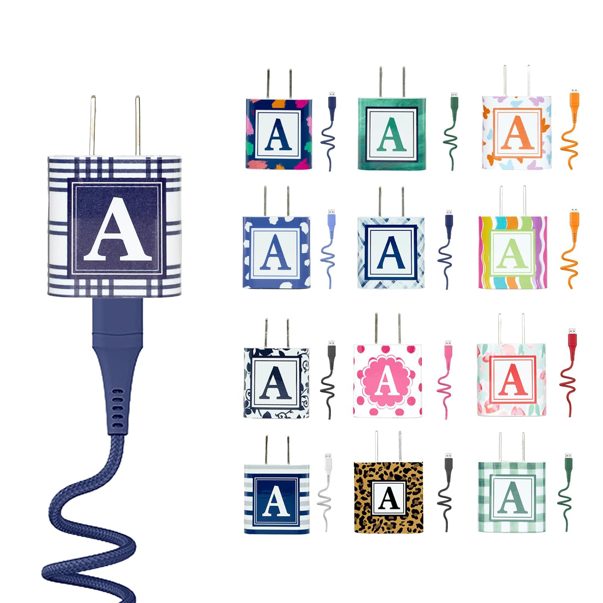 Classy Chargers Personalized Chargers for iPhone & Android | MFI Certified 6 FT iPhone Cable & 3-in-1, or Type C Cable | Thoughtful Gift for Any Age and All Occasions | Custom A-Z Monogram