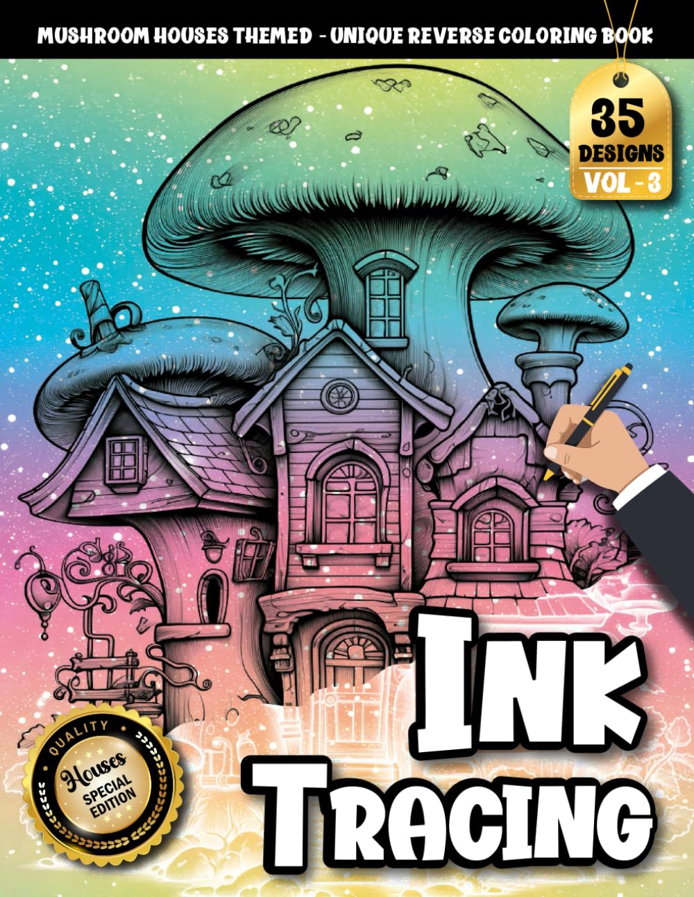 Ink Tracing Book For Adults: A Steampunk Mushroom House reverse Coloring and Tracing Book for Adults — A Whimsical and Relaxing Art Experience (Steampunk Mushroom Houses Tracing Series)