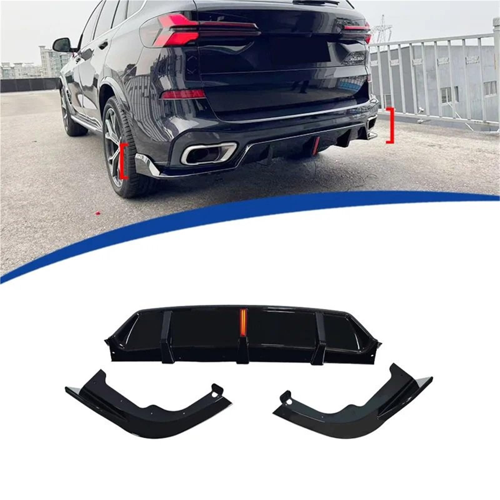 Spojlery tylne Do Bmw X5 G05 M50i M50d M60i Spojler samochodowy | M60d 40i 2019-2025 Z Diodowym Światłem Hamowania Tylny Zderzak Dyfuzor Spoiler Splitters