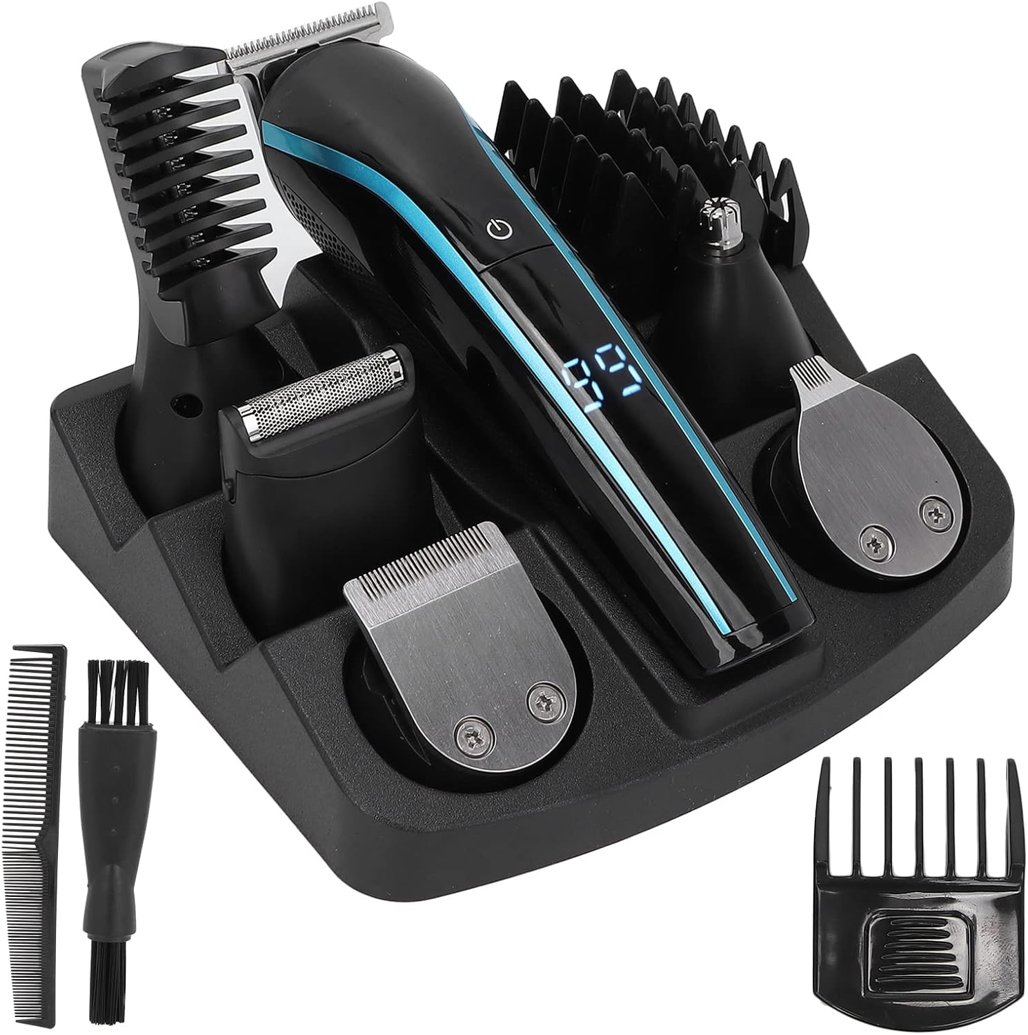 6 in 1 Electric Beard Trimmer Kit, Professional Ergonomic Hair Clipper for Men, Women & Kids Home Barber Shaving Styling, Nose Hair Trimmer, Stainless Steel Alloy
