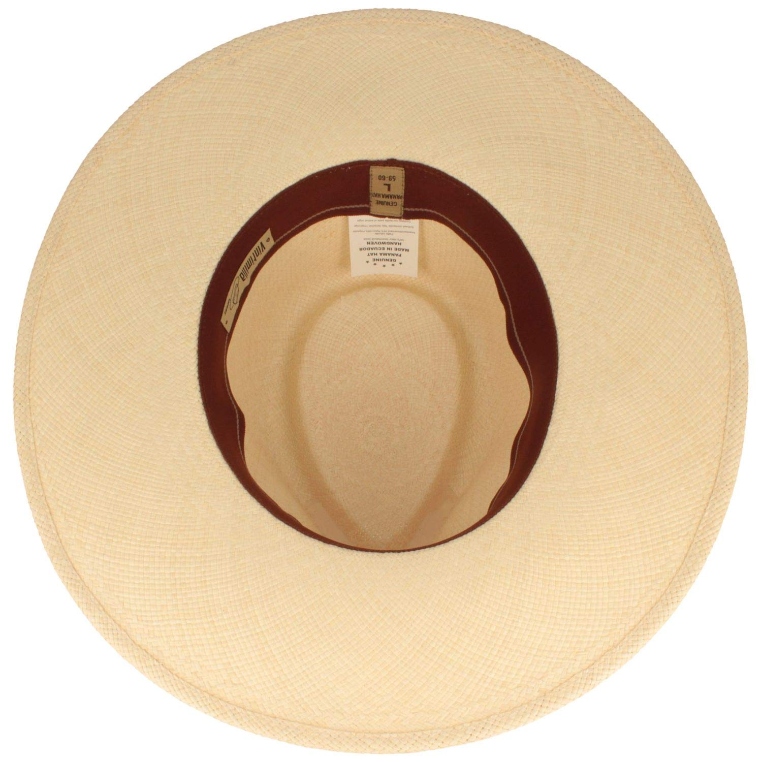 Breiter Cappello Panama in Paglia Toquilla Originale dell'Ecuador Cappello Estivo con Protezione Solare UV 50+ Fascia in Pelle e Rinforzo in Silicone