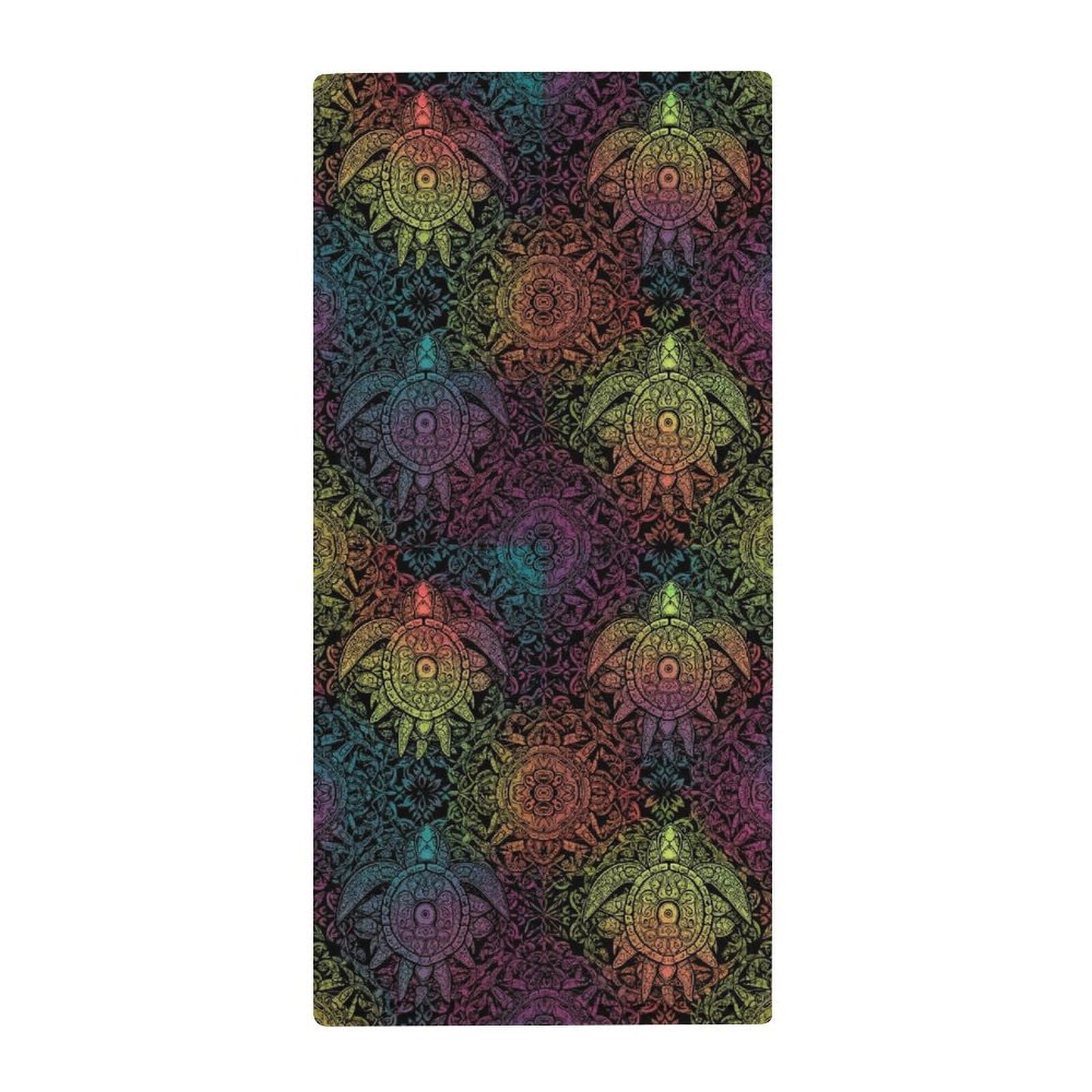 Anceky Luxury Gym Towels for Face & Body, Paisley Neon Turtles Absorbent Quick-Dry Towels, Spa & Yoga Approved