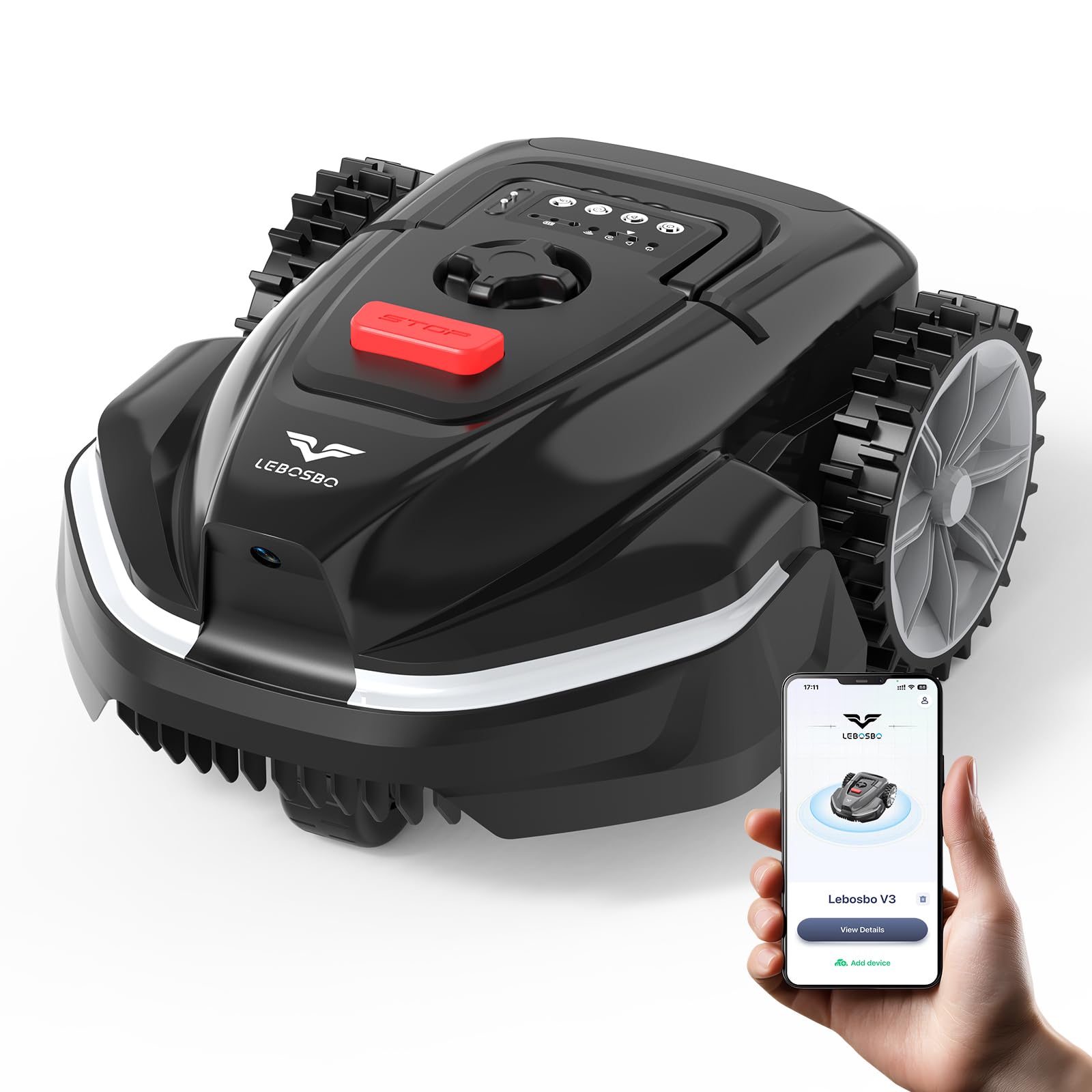 V3 Robot cortacésped, con navegación Visual, detección de 150+ obstáculos, Control por App, 50 dB, con Modo Espiral y Sensor de Lluvia, cortacésped automático para Jardines pequeños y medianos