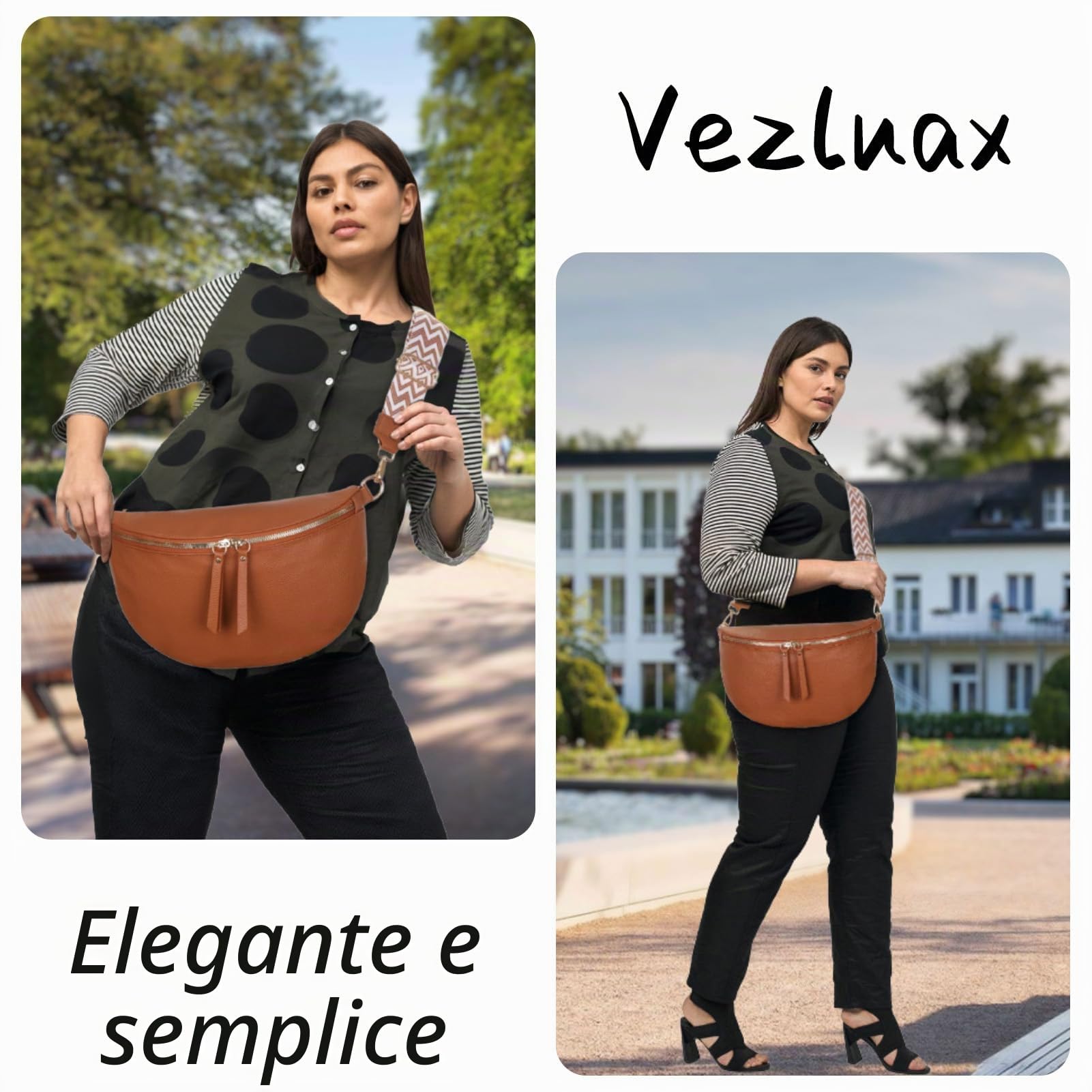 Vezluax 30x20cm Cross Body Bumbags for Ladies Large Bum Bag Stylish Waist Packs Women's Bumbag Fanny Pack for Women Belt Bag with Wide Strap