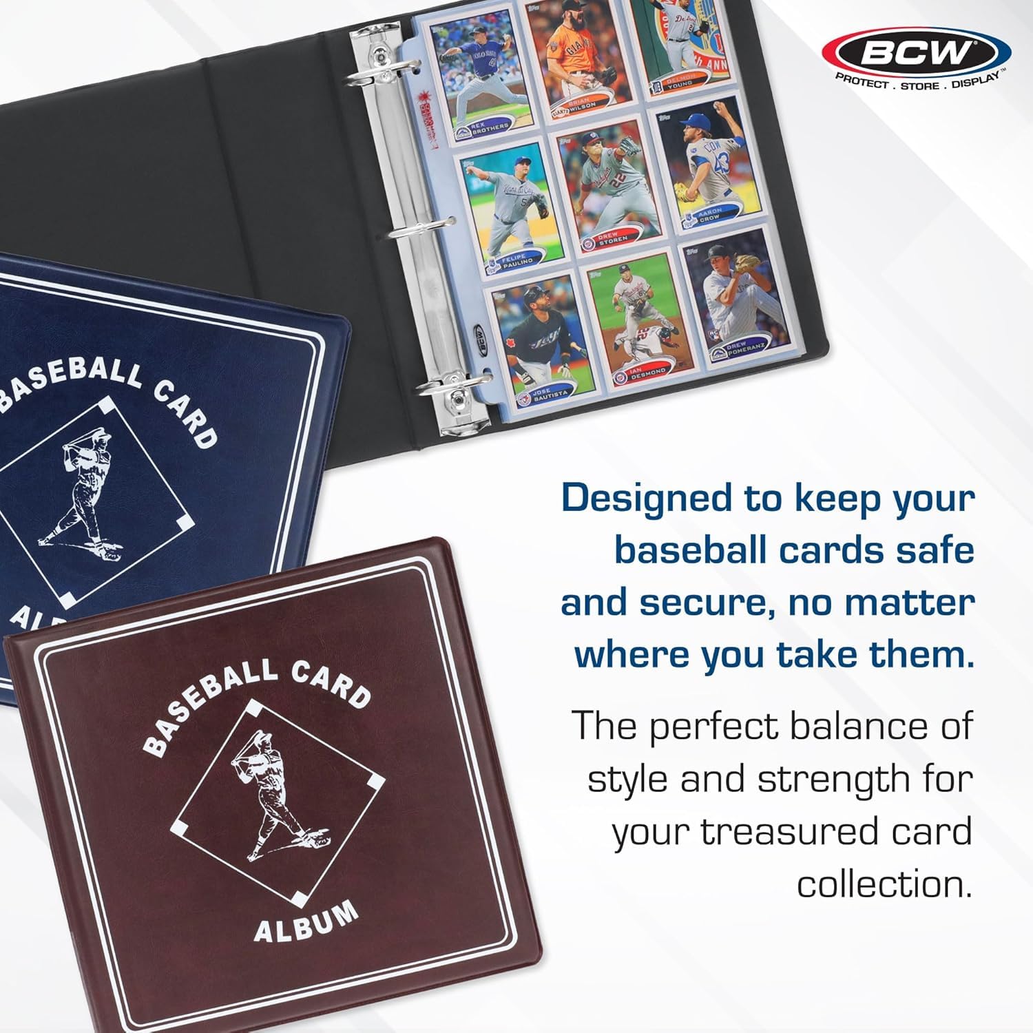 BCW Supplies Album da baseball da 7,6 cm, nero, raccoglitore durevole per 90 carte da baseball, ideale per collezionisti, archiviazione e protezione delle carte, confezione da 2