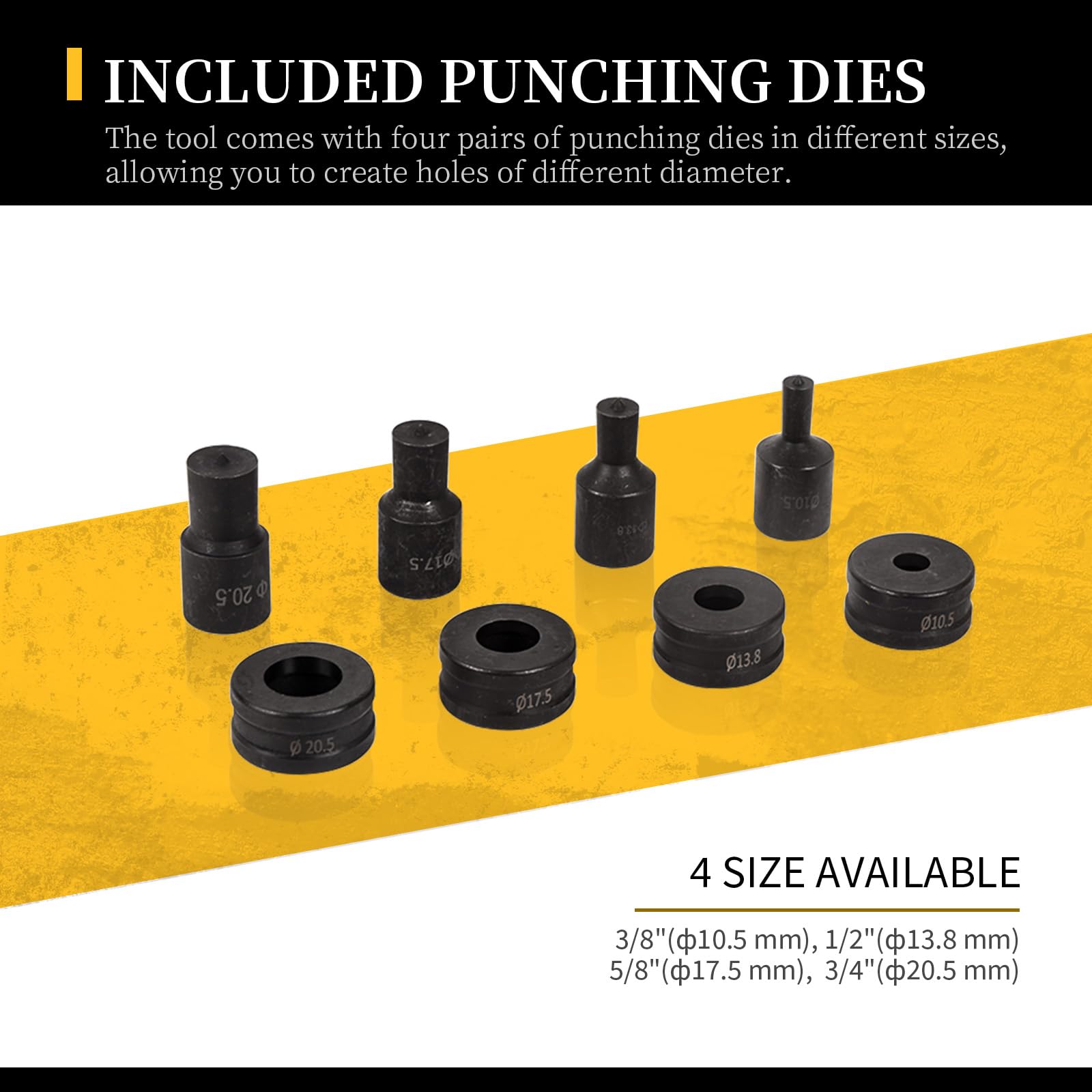 KAKA INDUSTRIAL CH-70 Hydraulic Hole Puncher – 35 Ton Force, 4 Pairs Of Dies For Iron, Copper, Aluminum & Stainless Steel