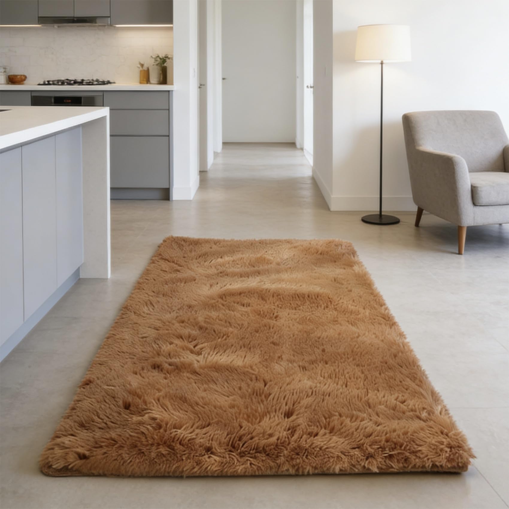 Tapis de salon antidérapant marron pour sécuriser les sols glissants