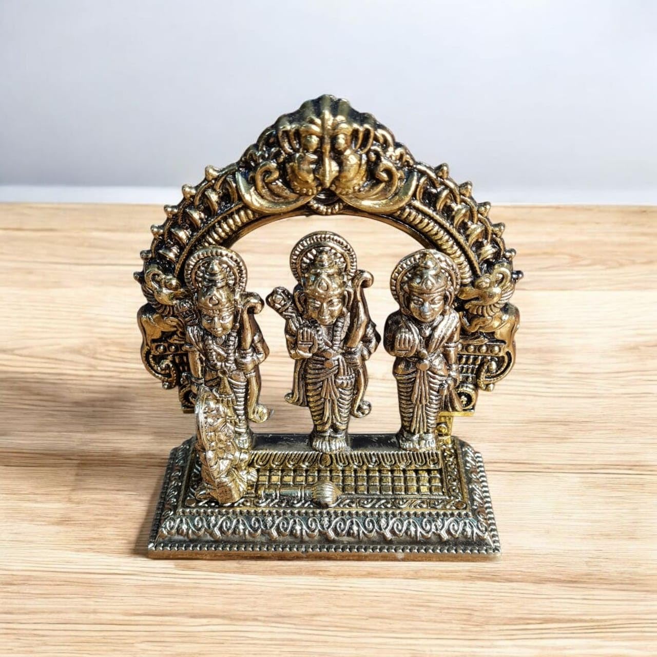 Oxidised Metal Ram Darbar Idol for Home Decor | Lord Ram Sita Lakshman Hanuman Statue for Puja Mandir Temple | Spiritual Vastu Feng Shui Showpiece Gift for Home Office (Regular Quality)