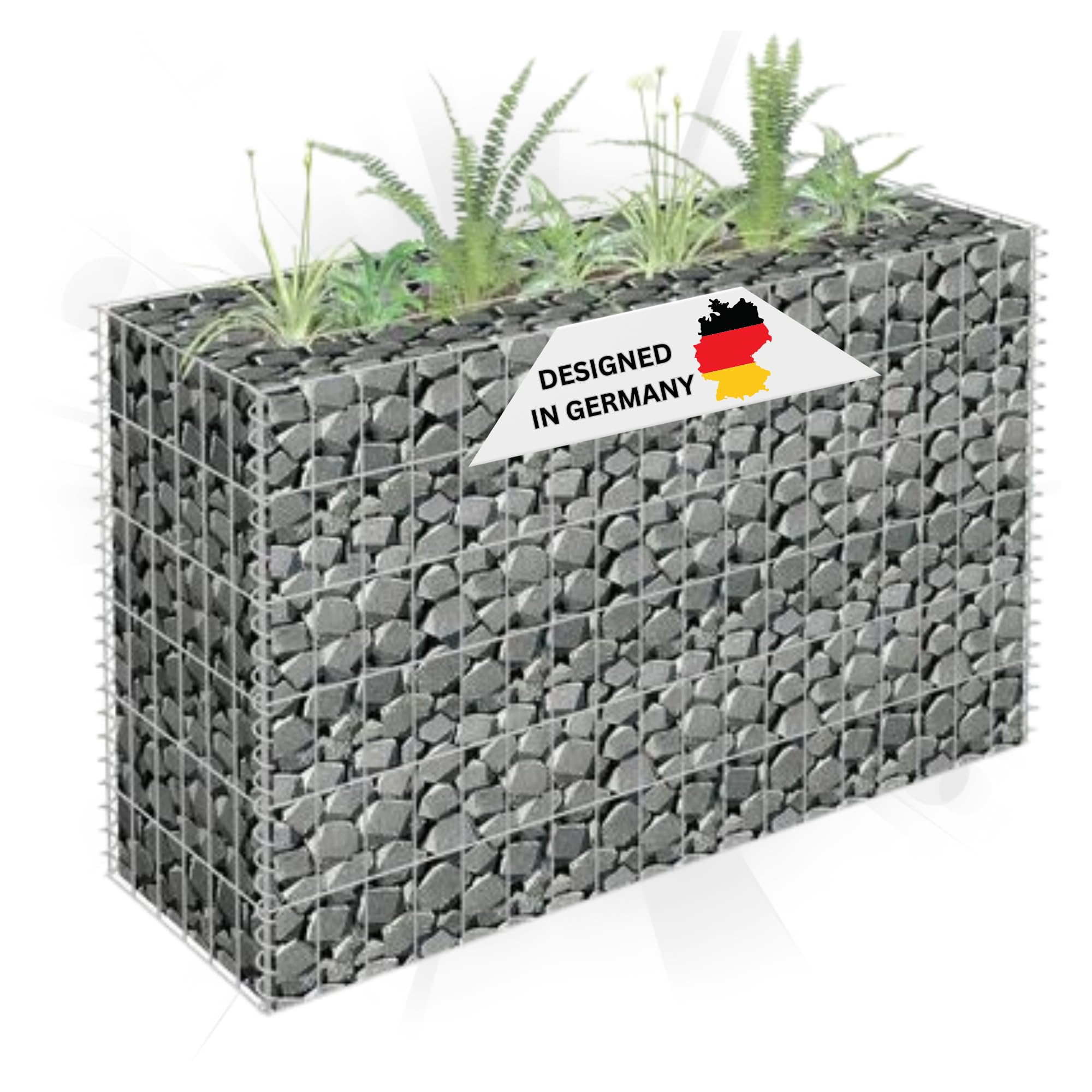 DELUKE Gabionen Hochbeet ROON aus Stahl | 90x30x60cm | Steinkorb Gabionengitter Ziergabione Steingabione Drahtkorb befüllbar