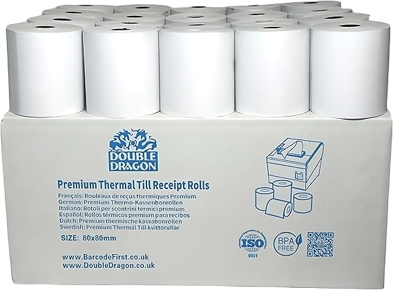 10 Rouleaux De Papier Thermique 80x80 Mm - Pour Caisses Enregistreuses - Marque Till Rolls Global