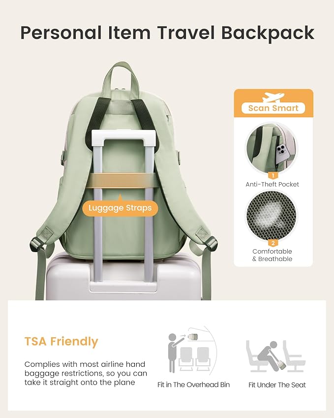 Mochila LOVEVOOK para portátil 15.6 pulg beige verde menta miniatura 6