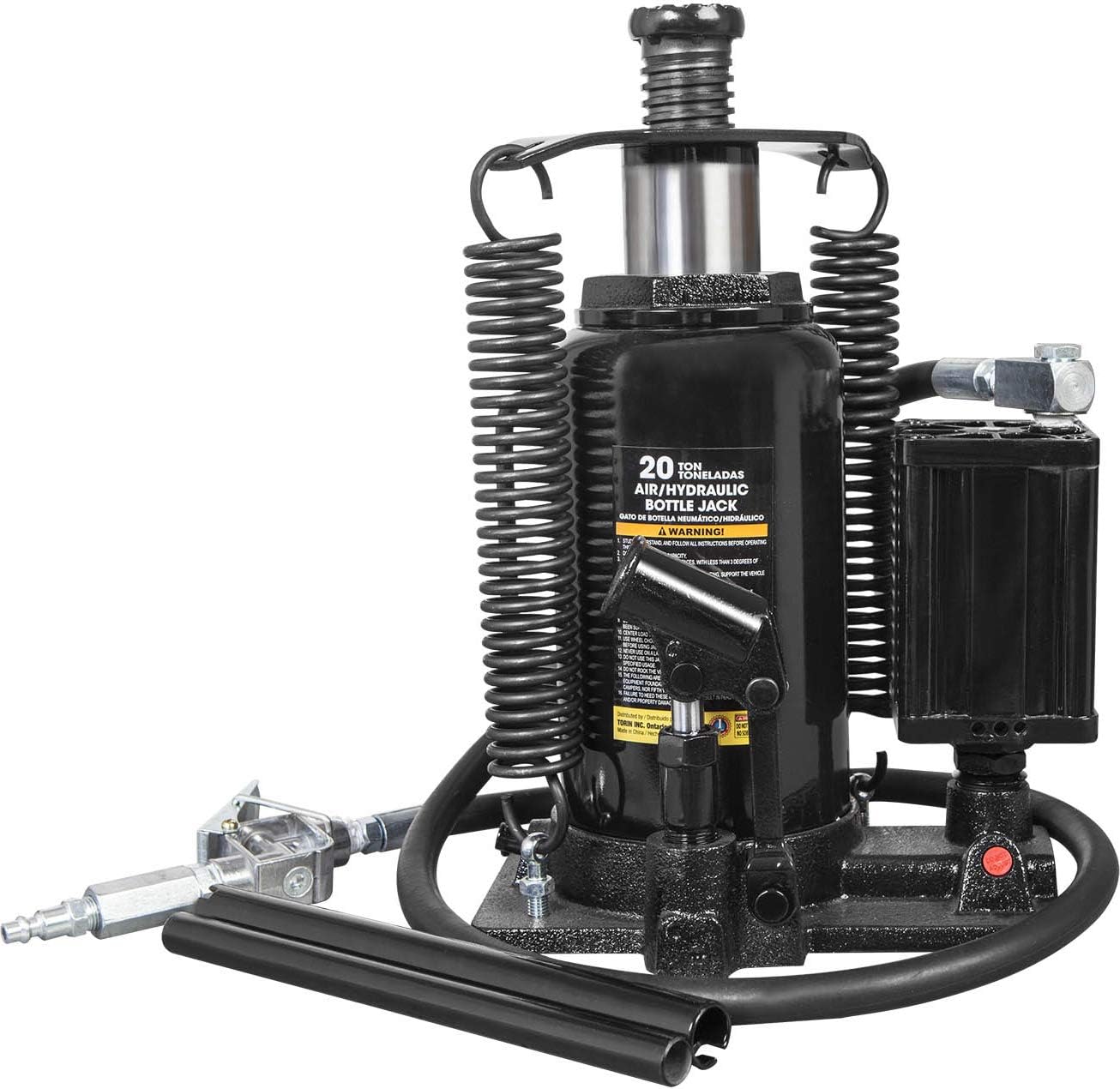 Buy 1 get 1 Torin 20 Ton (40,000 LBs) Capacity Pneumatic Air Hydraulic Heavy Duty Bottle Jack with Manual Pump for Trucks, ATA92006B , Black